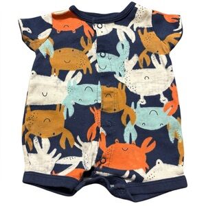 Carter's Navy and Orange Crab Print Bodysuit